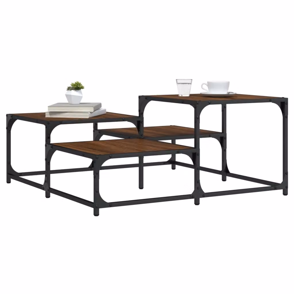 vidaXL Tavolino da salotto quadrato in legno rovere marrone L 87,5 x P 87,5 x H 40 cm