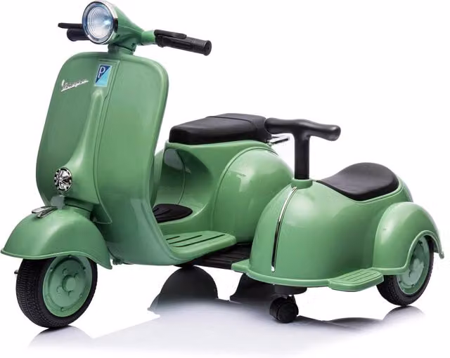 Piaggio Vespa con Sidecar Small Elettrica 6V per Bambini Verde con Luci e Suoni – 1