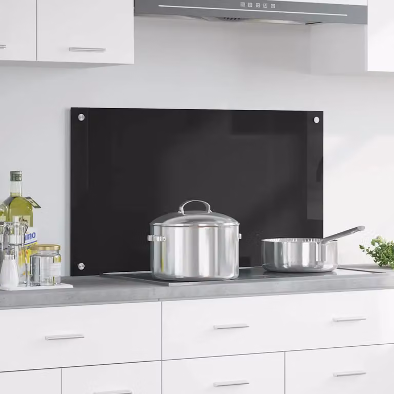 Schienale da cucina vidaXL in vetro temperato nero L 90 cm x H 50 cm