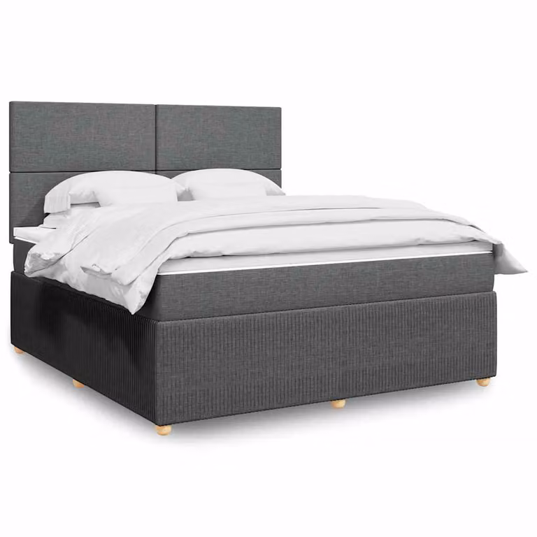 vidaXL Giroletto a Molle con Materasso Ibrido in Tessuto Grigio e Bianco L/P/H: 180 x 200 cm