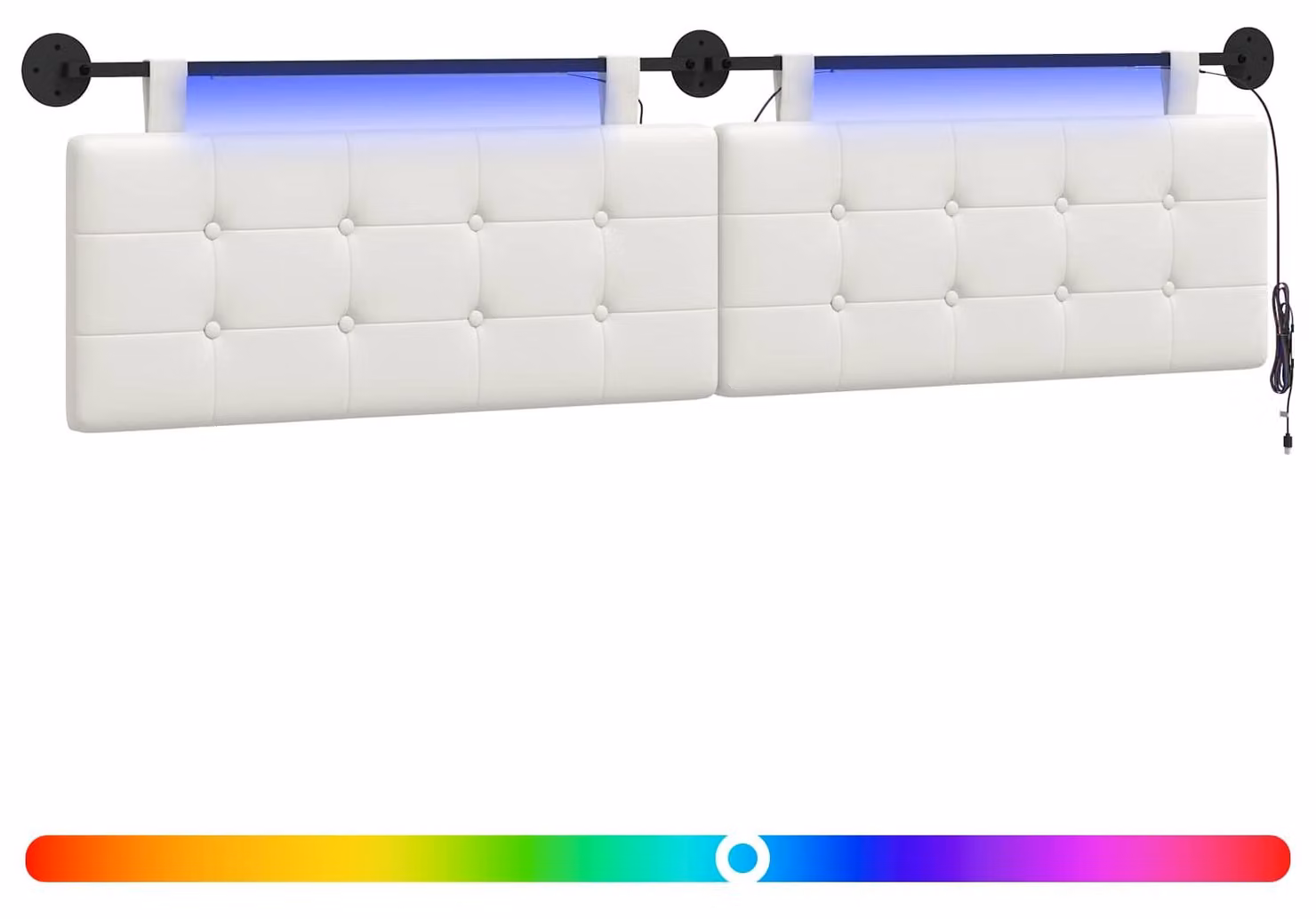 Testiera sospesa Con luce LED Bianco Pelle finta