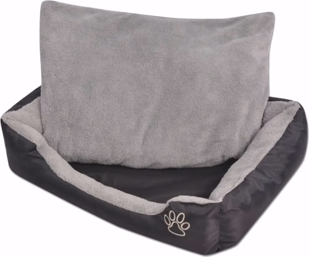 The Living Store Lettino per cani con cuscino imbottito taglia XL Nero