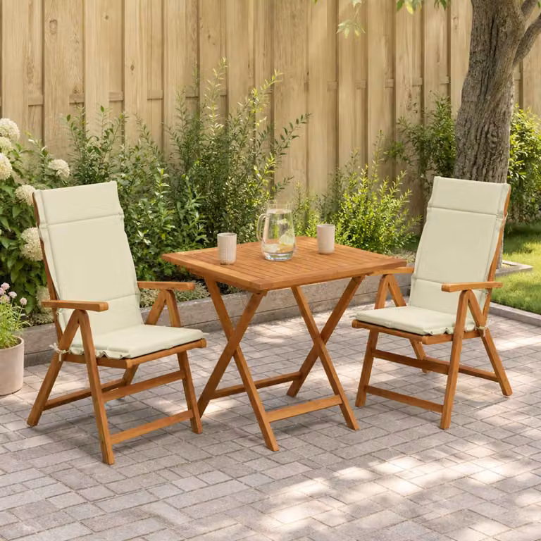 Set di 2 cuscini per sedia alta vidaXL GEMERT in poliestere beige con imbottitura in schiuma e rivestimento rimovibile