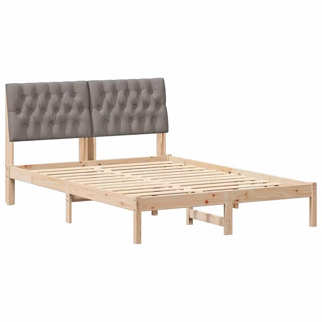 Letto moderno vidaXL con testiera rivestita in tessuto e struttura in legno di pino, Marrone/Grigio, 150 x 200 cm – 2