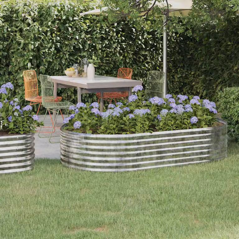 Letto da giardino rialzato vidaXL in acciaio zincato argento L: 175 cm, P: 100 cm, H: 36 cm