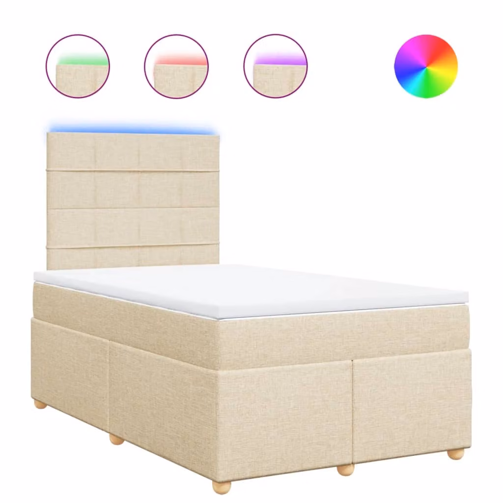 Giroletto a Molle con Materasso Crema 120x190 cm in Tessuto