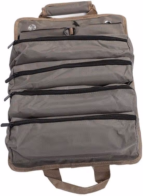 Borsa per attrezzi imbottita. Grande capacità - 6 tasche - 2 removibili - Tessuto Oxford resistente - Robusta - Resistente - Rotolo per attrezzi