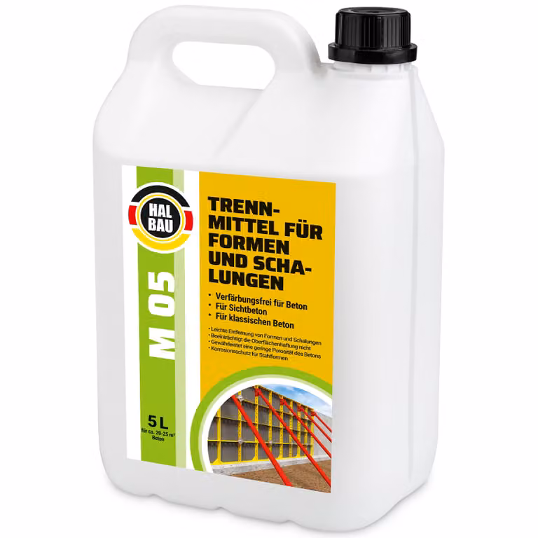 Distaccante 5L per casseforme, ideale per malte a base di gesso. Agente distaccante HALBAU M05