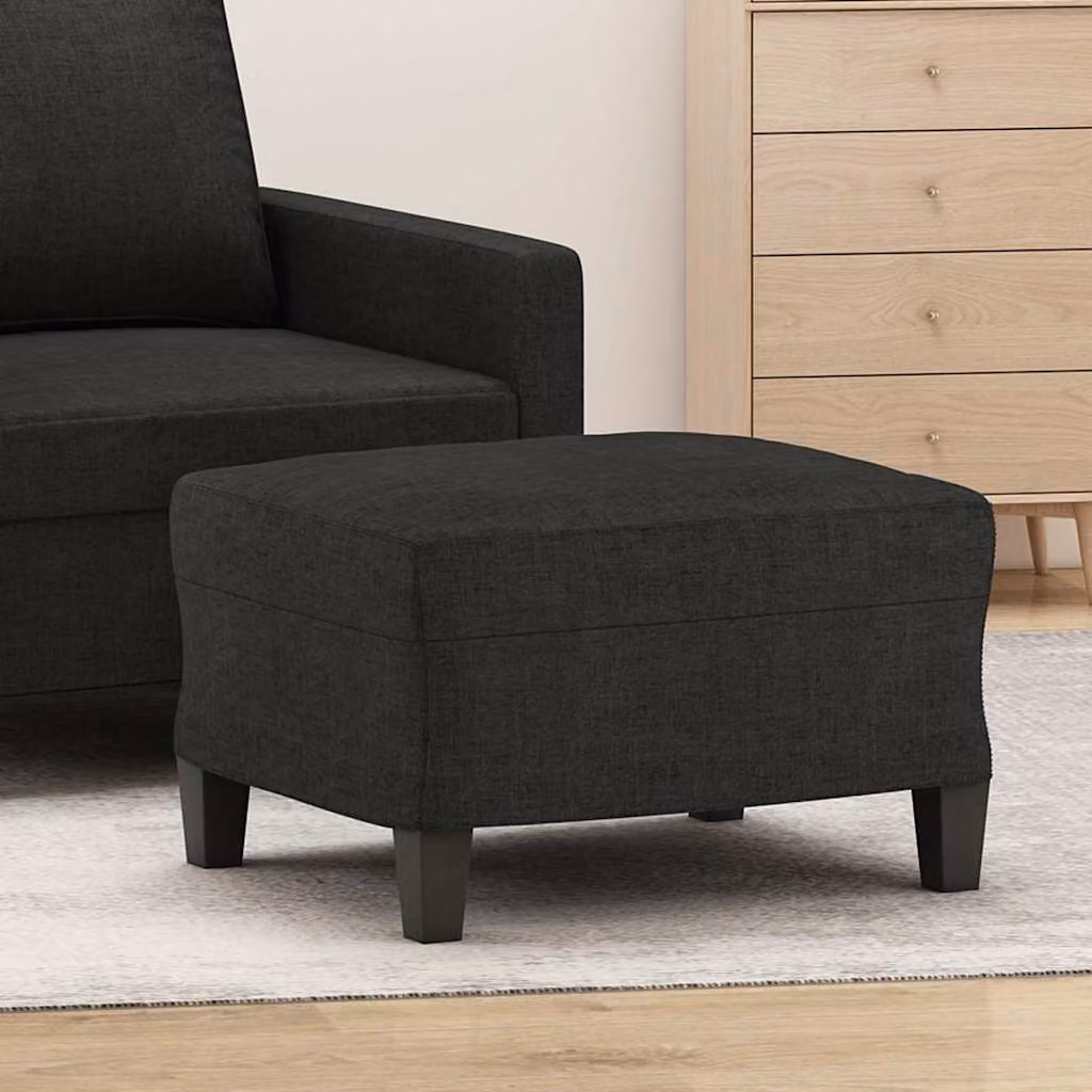 Poggiapiedi vidaXL Nero in Tessuto e Legno L: 60 cm, P: 50 cm, H: 41 cm