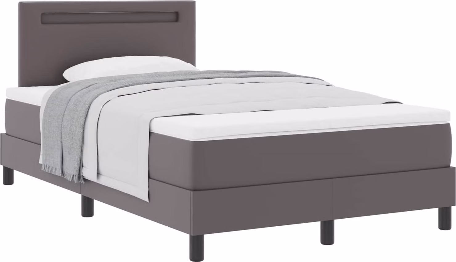Letto boxspring con materasso grigio 120 x 190 cm in ecopelle
