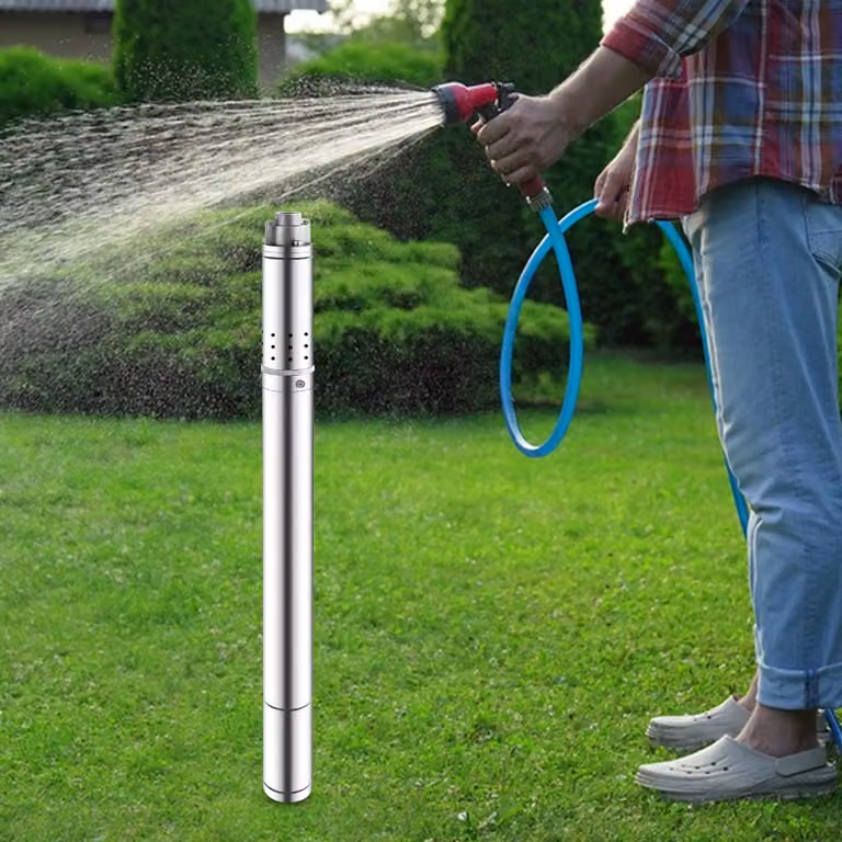 Pompa per acqua per pozzi profondi, alta efficienza, costruzione durevole, 220V, argento, UE