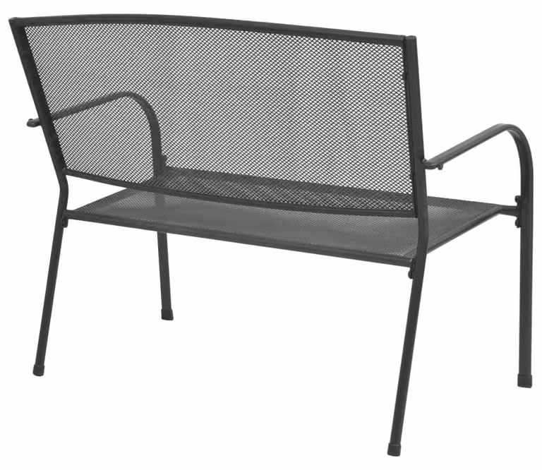 Panca da giardino in acciaio industriale, colore antracite, lunghezza 108 cm