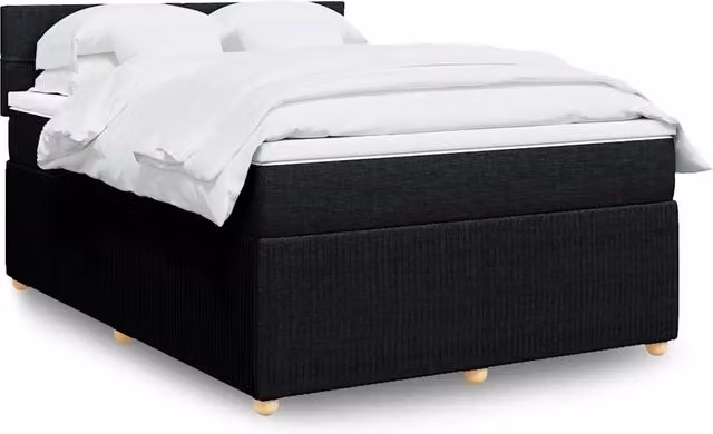 Letto a molle con materasso vidaXL in tessuto nero e legno di pino L/P/H: 200 x 140 x 76,5 cm