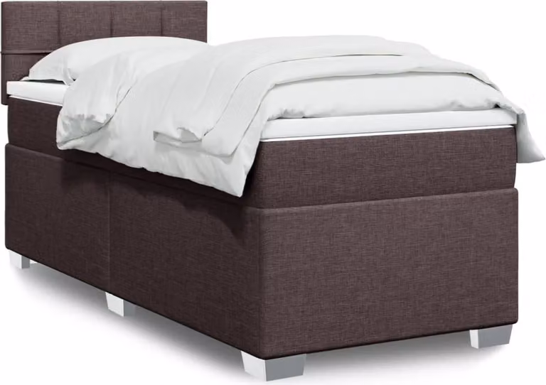 Maison Exclusive - Letto boxspring con materasso marrone scuro 100x200 cm tessuto