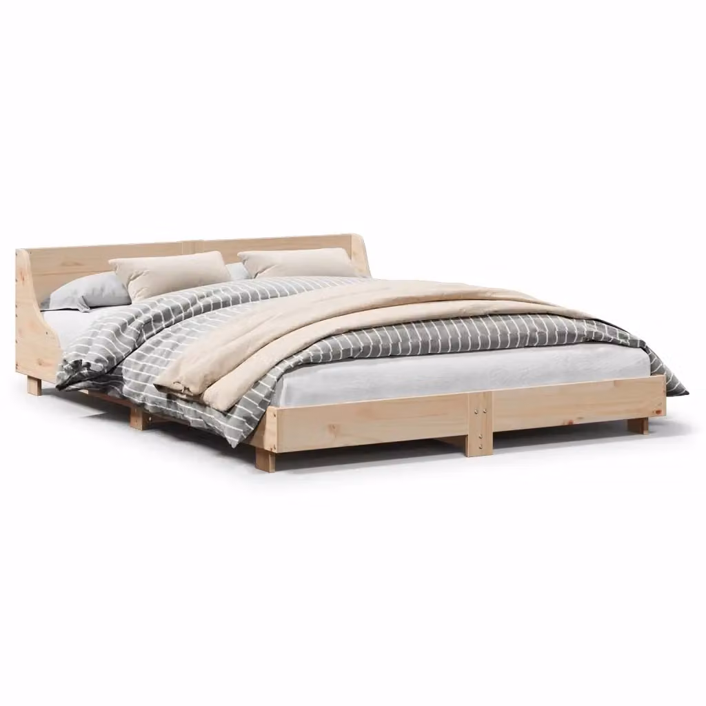 Letto senza materasso vidaXL in legno massello di pino marrone L: 140 cm, P: 190 cm – 2