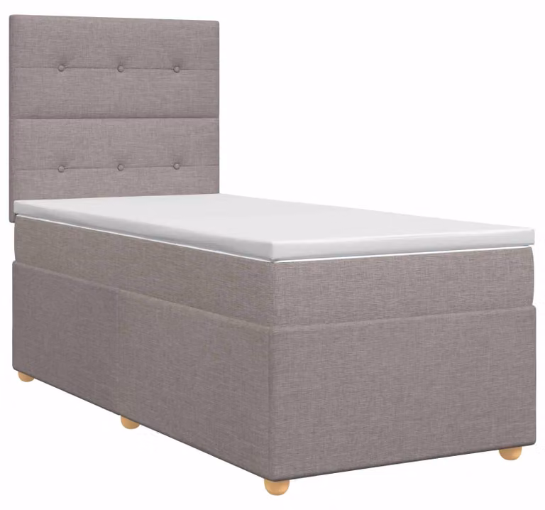 Letto a molle con materasso e testata Taupe 80 x 200 cm in tessuto