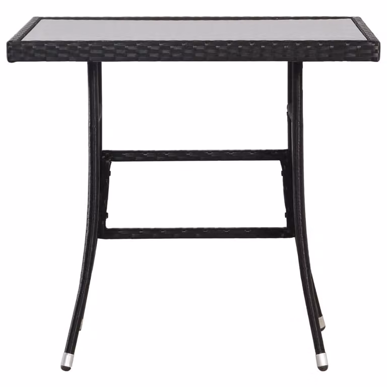 Tavolo da Giardino Nero 80x80x74 cm in Polyrattan