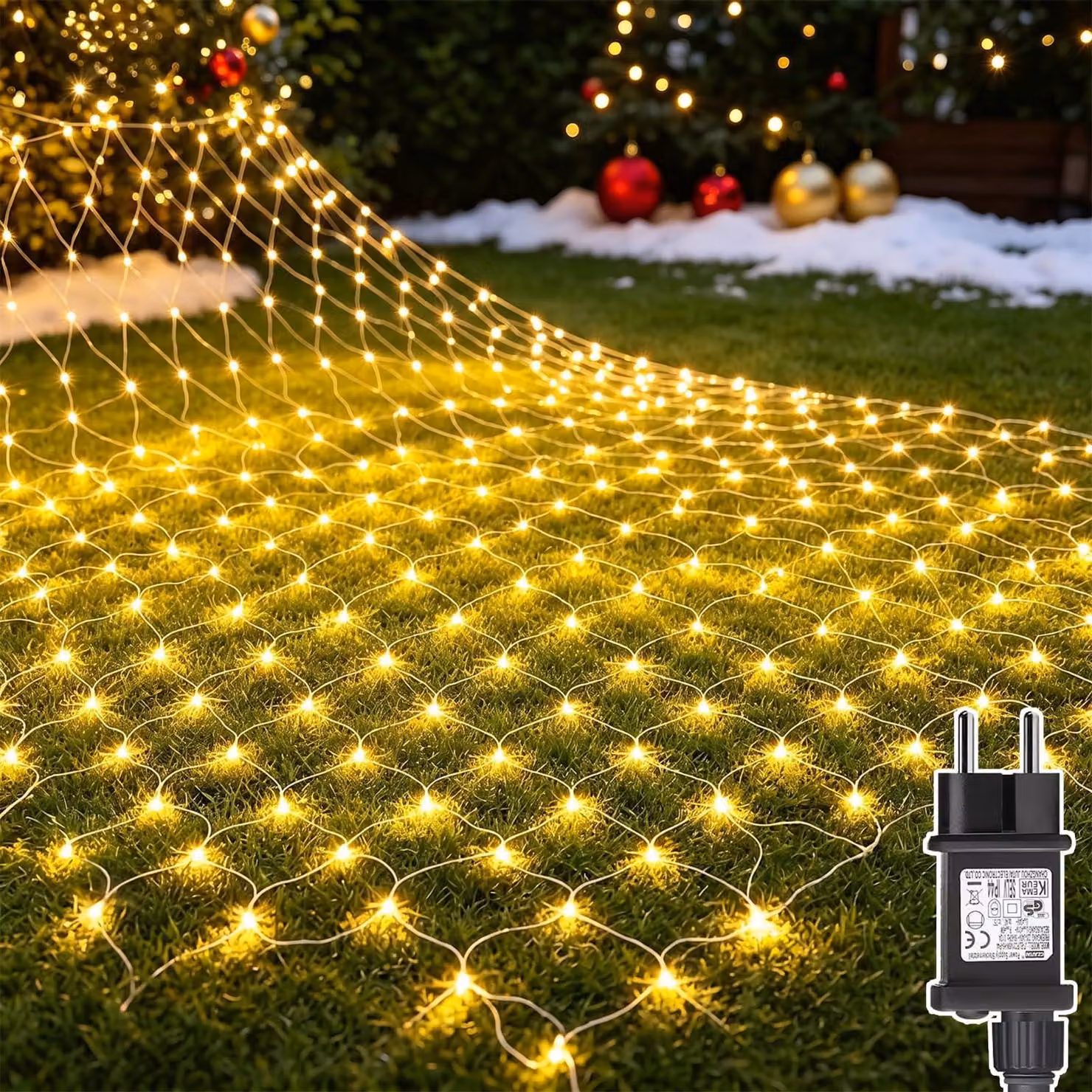 Tenda luminosa bianca calda - 3x2 metri - 200 LED - Cavo elettrico - Per uso esterno
