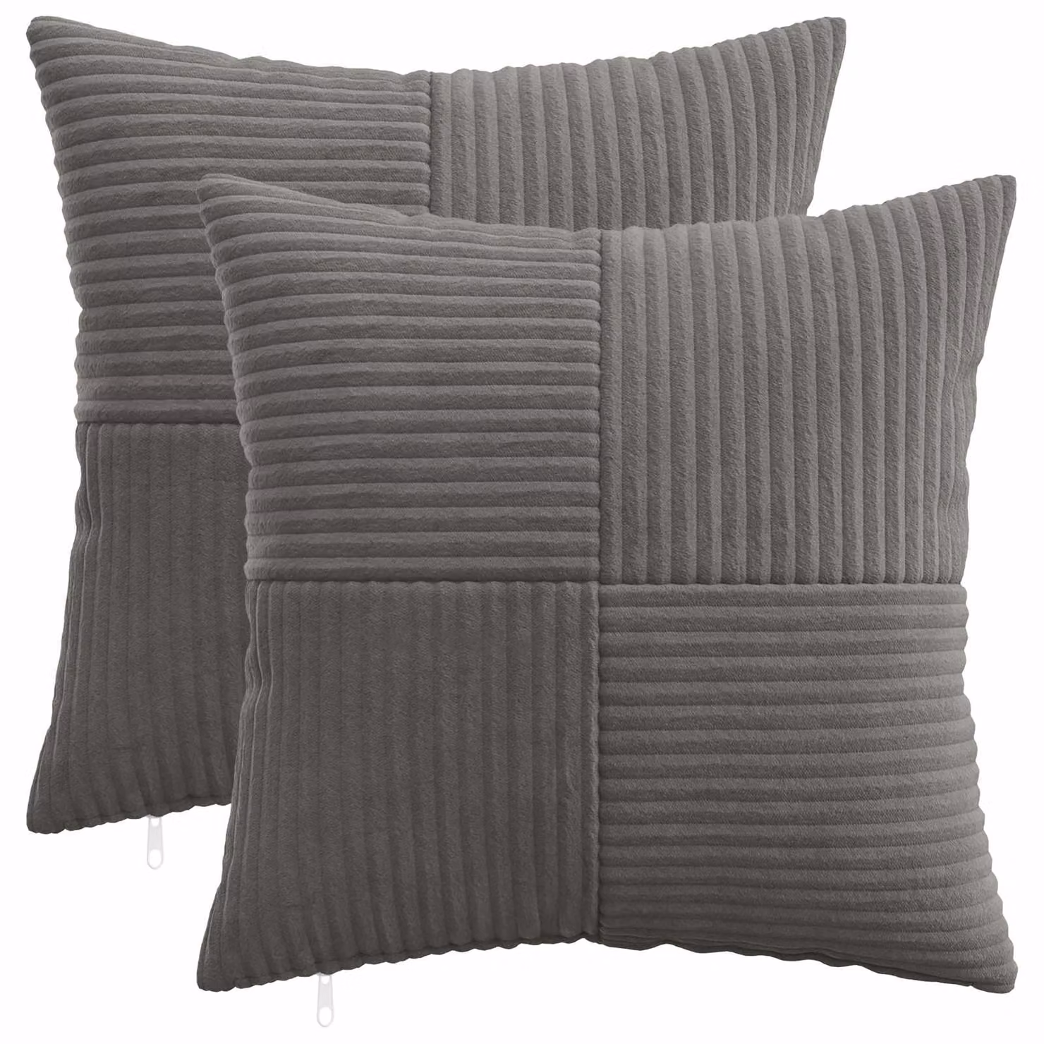 Set di 2 federe vidaXL ALMELO in velluto a coste grigio scuro, 45 x 45 cm