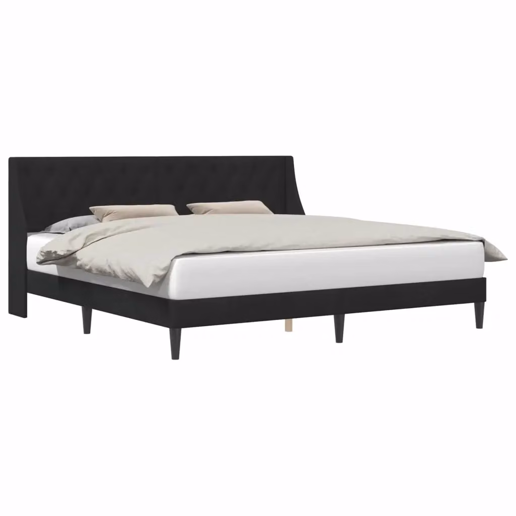 Struttura letto con testiera e giroletto in velluto nero Design In L/P: 180 x 200 cm – 2