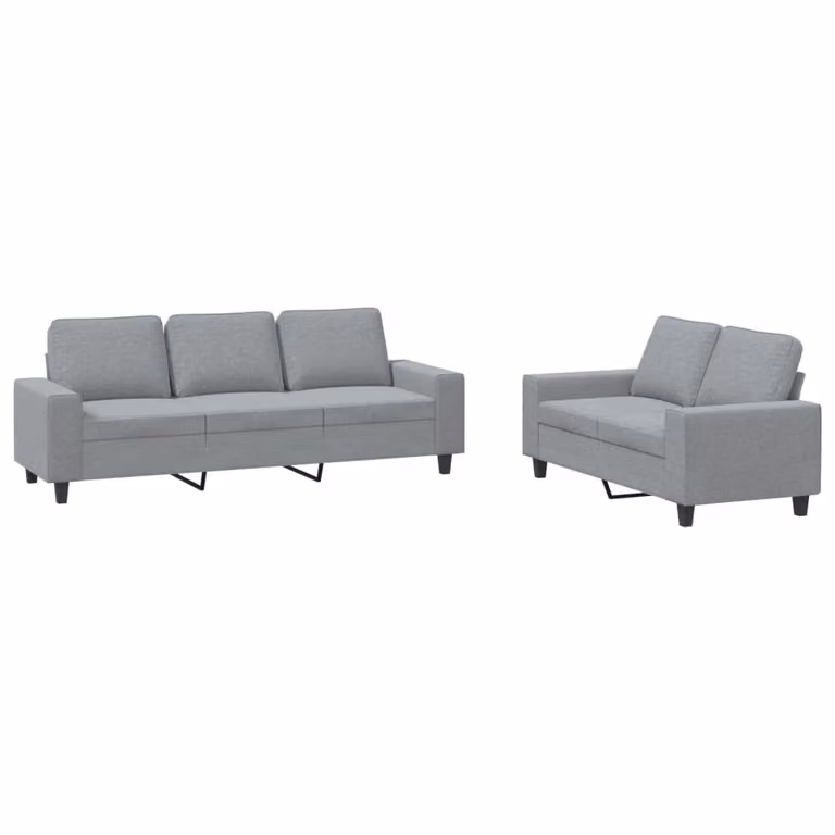 Set di Divani 2 pz Grigio Chiaro in Tessuto