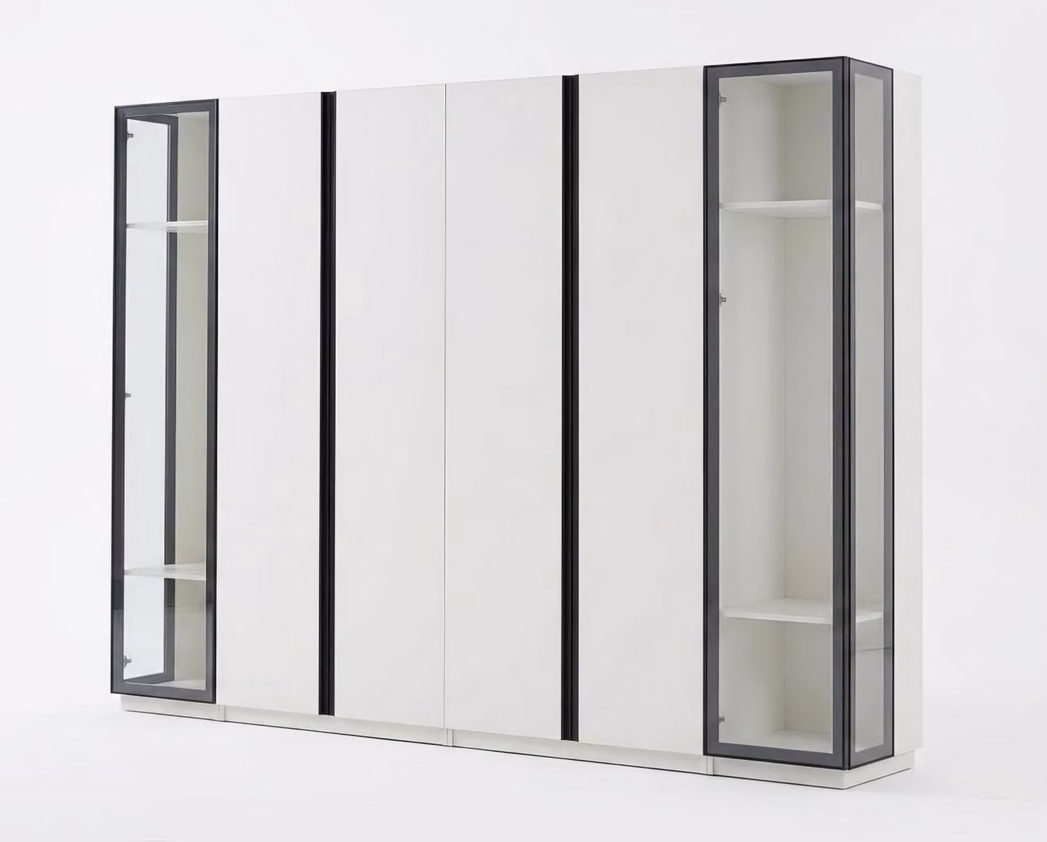 Armadio moderno, bianco, elegante, con ante a battente, design