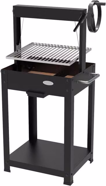 Barbecue a Legna e Carbone 55x46x121 cm BBQ Argentino in Acciaio Duramax Nero