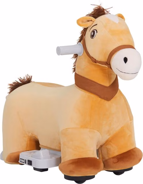 AIYAPLAY Cavallo Cavalcabile Elettrico 6V per Bambini da 18-36 Mesi con Ruote in PU e Musica, Marrone