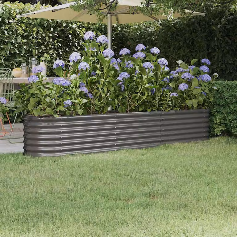 Letto rialzato da giardino vidaXL in acciaio zincato grigio L: 224 cm, P: 40 cm, H: 36 cm