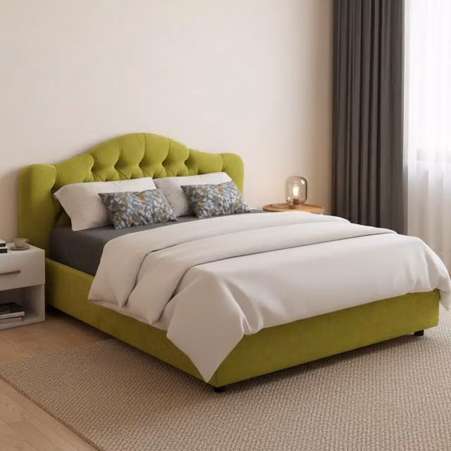 Letto Matrimoniale Allik DMORA con Materasso Incluso, Base con Contenitore a Sollevamento, Verde e Nero, L/P: 160 x 200 cm – 1