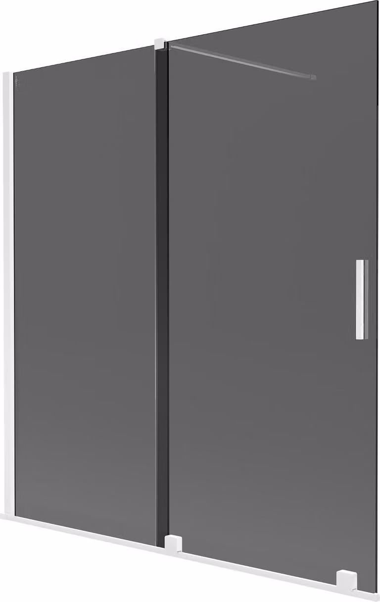 Mexen Velar paravento per vasca da bagno a 2 ante scorrevole 150 x 150 cm, grafite, bianco - 896-150-000-41-20
