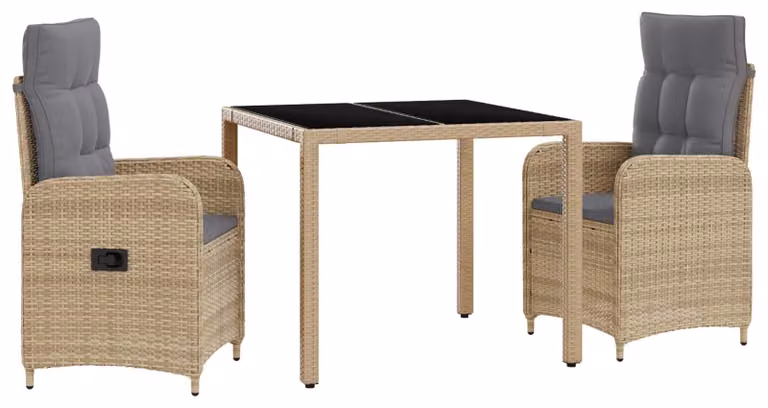 Set da pranzo per esterni 3 pcs Beige e Grigio Chiaro
