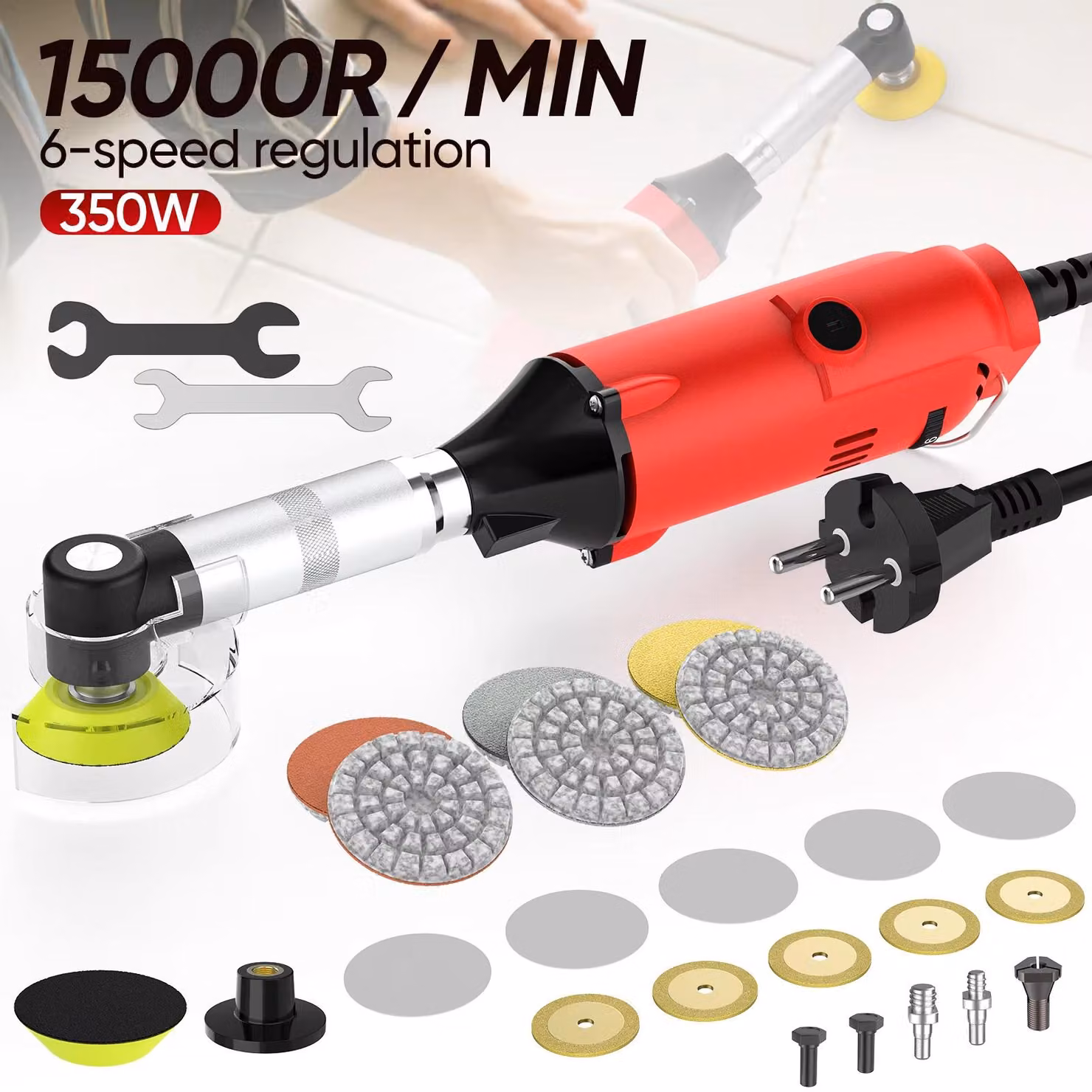 Utensile elettrico da 350W per la pulizia e la levigatura delle fughe di piastrelle in Vetroceramica, con 6 velocità regolabili, ideale per la pulizia, la levigatura e la lucidatura