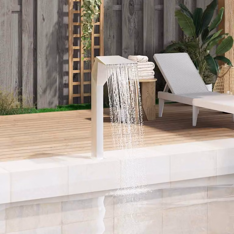 vidaXL Fontana per Piscina Rettangolare in Acciaio Inossidabile e PVC, Argento, L: 50 cm, P: 30 cm, H: 90 cm