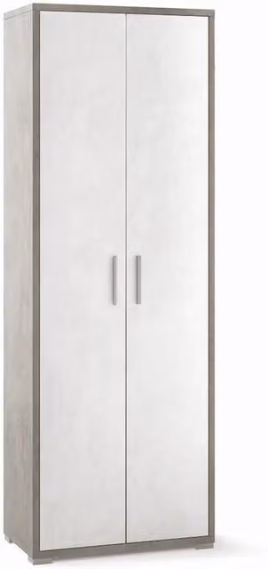 Armadio mobile 2 ante 71x41x199h cm in kit di montaggio colore Cemento e Ossido Bianco