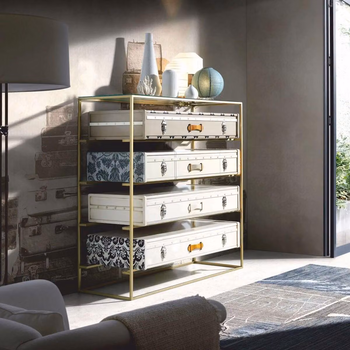 Casa Padrino cassettiera di design con 4 cassetti colorati - Mobili