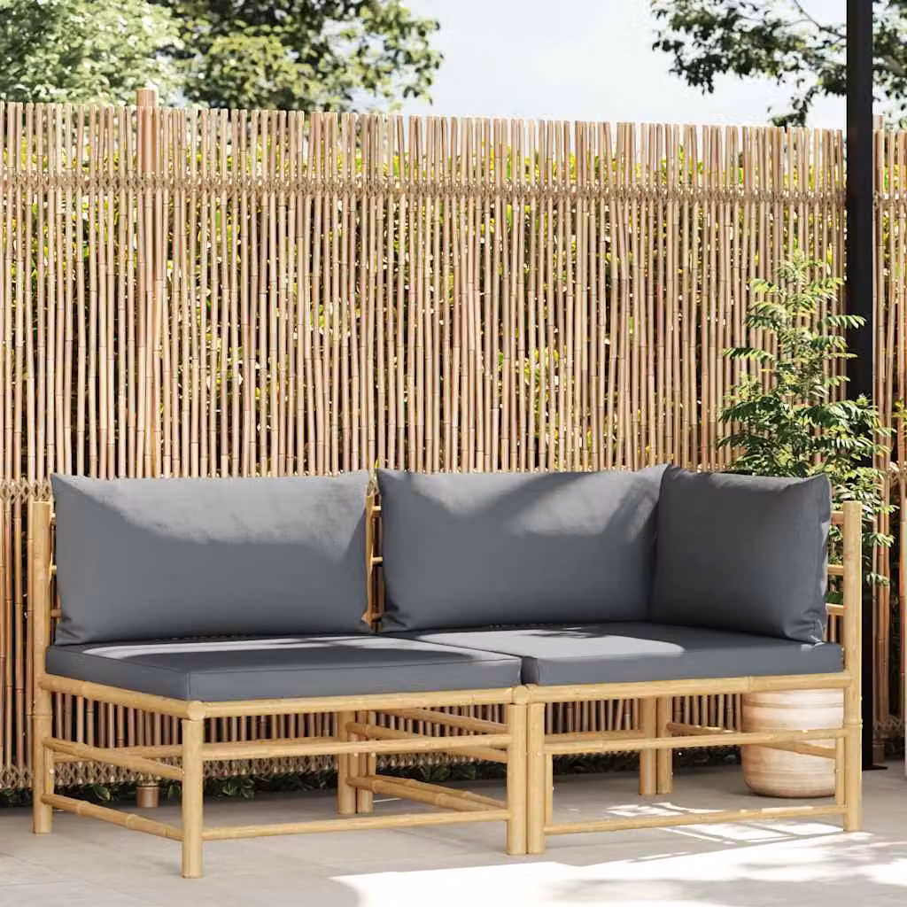 Maison Exclusive - Set da giardino a 2 pezzi con cuscini, grigio scuro, bambù