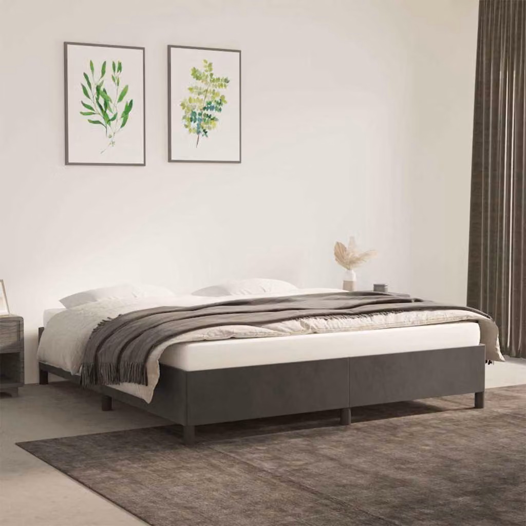 vidaXL Giroletto imbottito in velluto Grigio con doghe in legno 180x200 cm