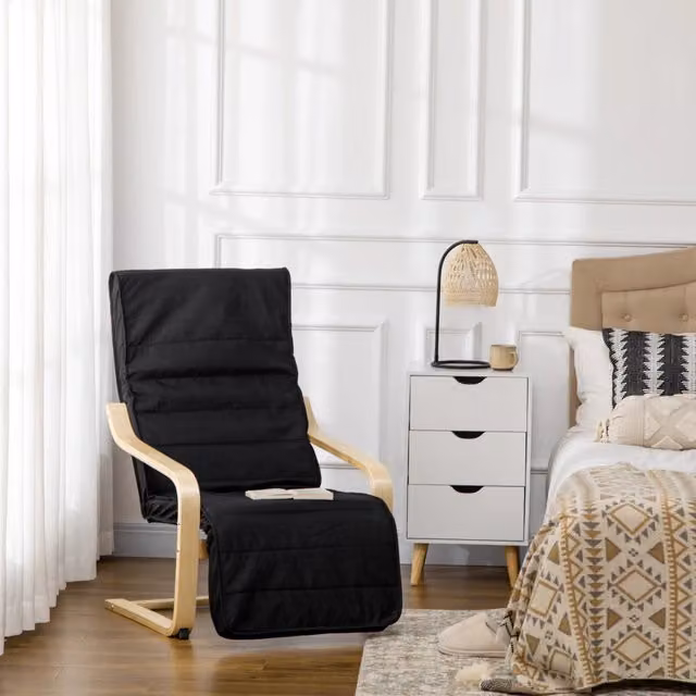 Poltrona Relax REDOM con poggiapiedi regolabile e braccioli, colore nero, L: 66,5 cm, P: 94 cm, H: 100 cm