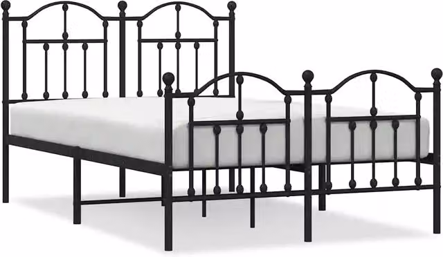 Letto matrimoniale per adulti con testiera e pediera in metallo nero L/P/H: 120 x 200 cm – 1