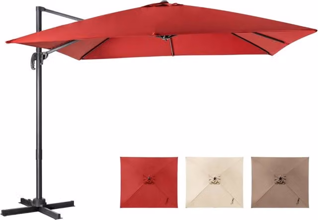 Ombrellone 300 cm per cortile con 3 inclinazioni e rotazione a 360¡ã, Ombrellone da esterno con 8 stecche Vinaccia-Ombrelloni