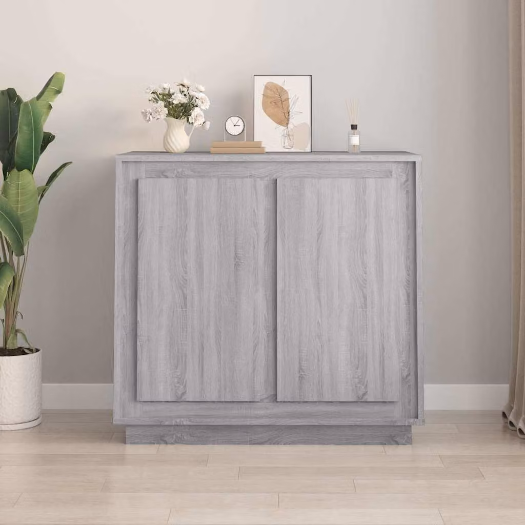 Credenza vidaXL in legno multistrato e MDF, Grigio Sonoma, L 80 cm x P 34 cm x H 75 cm