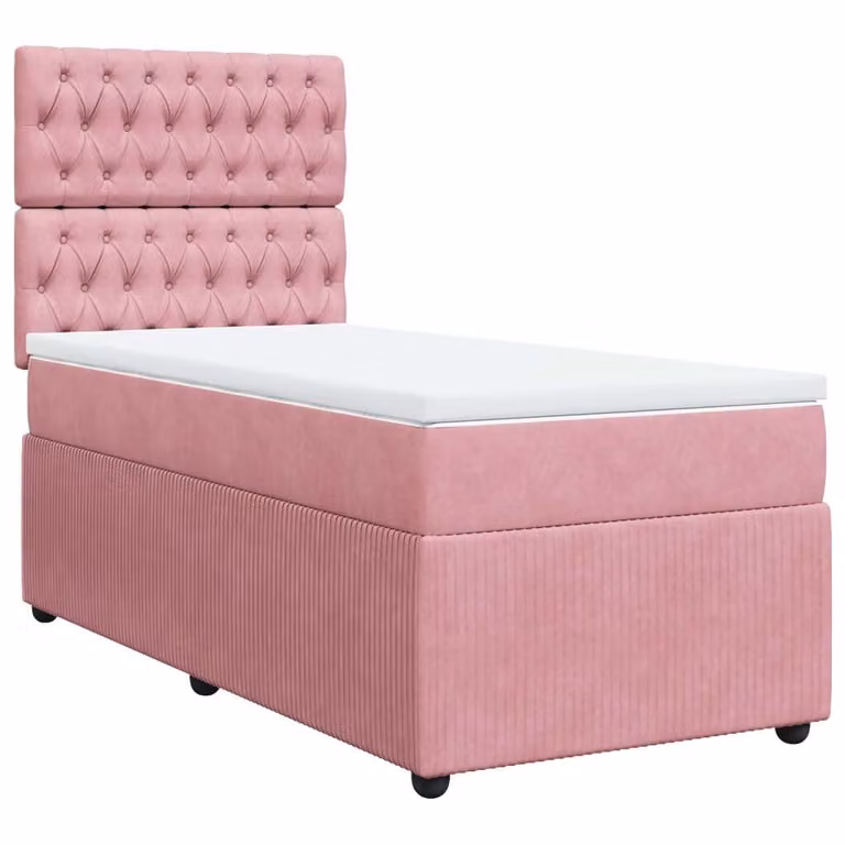 Giroletto a Molle con Materasso Rosa 100x200 cm in Velluto