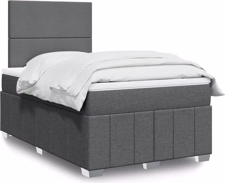 Maison Exclusive - Giroletto a Molle con Materasso Grigio Scuro 120x190cm Tessuto