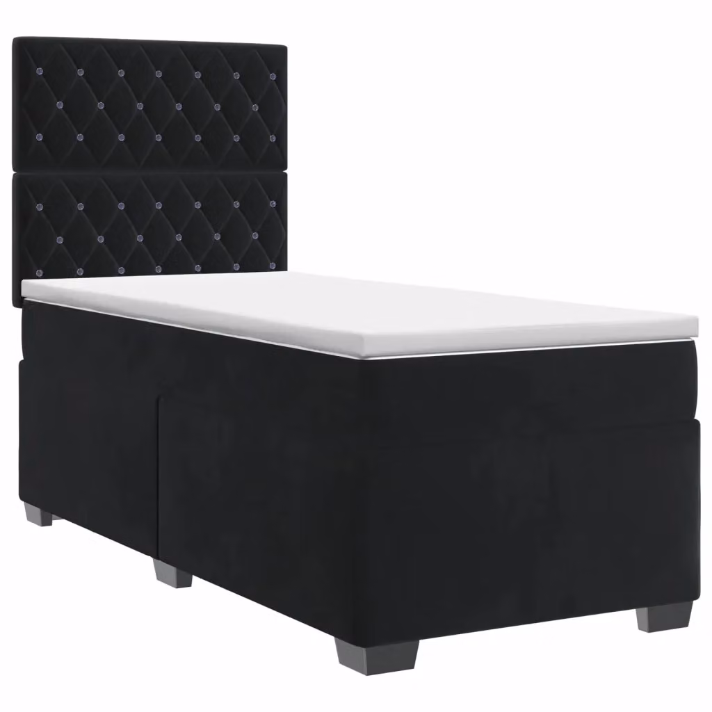 Letto box spring con materasso vidaXL in velluto nero L/P: 100 x 200 cm – 2