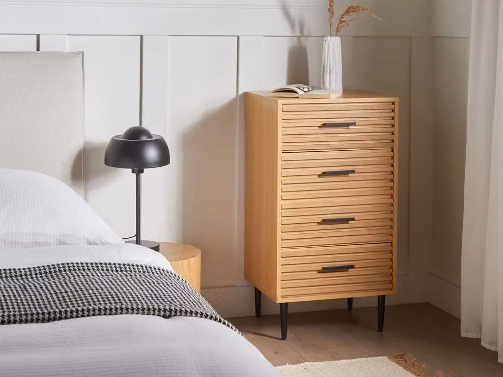 Cassettiera moderna BELIANI in MDF marrone con gambe in metallo stile mid-century L: 90 cm, P: 40 cm, H: 48 cm – 2
