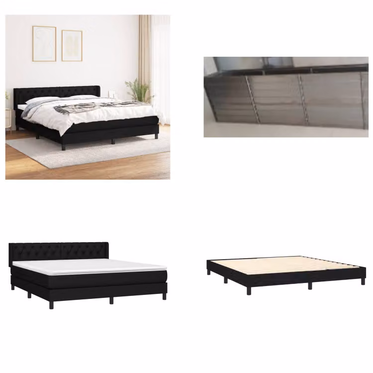 vidaXL Letto a molle con materasso nero 160x200 cm in tessuto - Letto a molle - Boxspringbetten - Bett - Schlafzimmermöbel