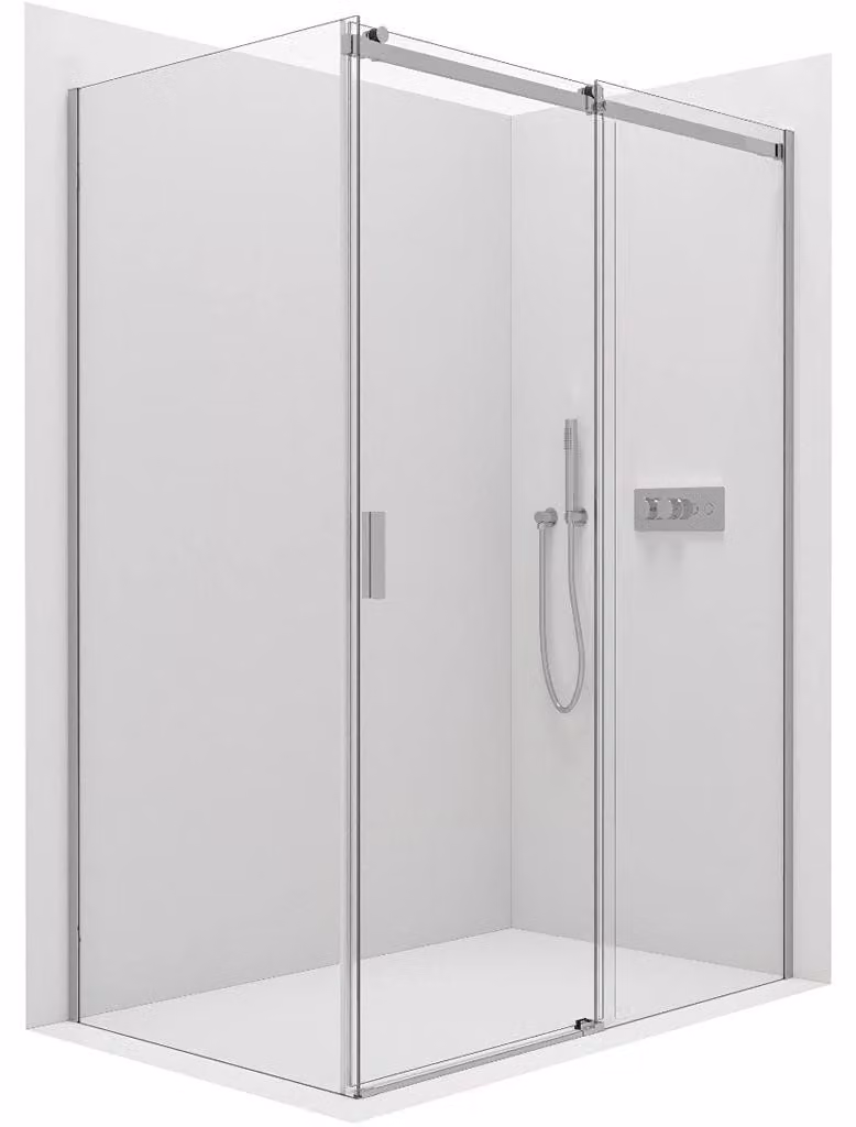 Cabina doccia Santoro L/P - 8 mm - cromata, vetro trasparente - 100x80x195 cm - scorrevole