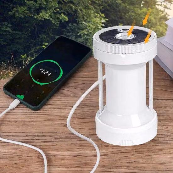 Lampada da campeggio a energia solare con 4 modalità di illuminazione - 1000 lumen - Supporto magnetico - LED rossi - Illuminazione portatile per escursioni