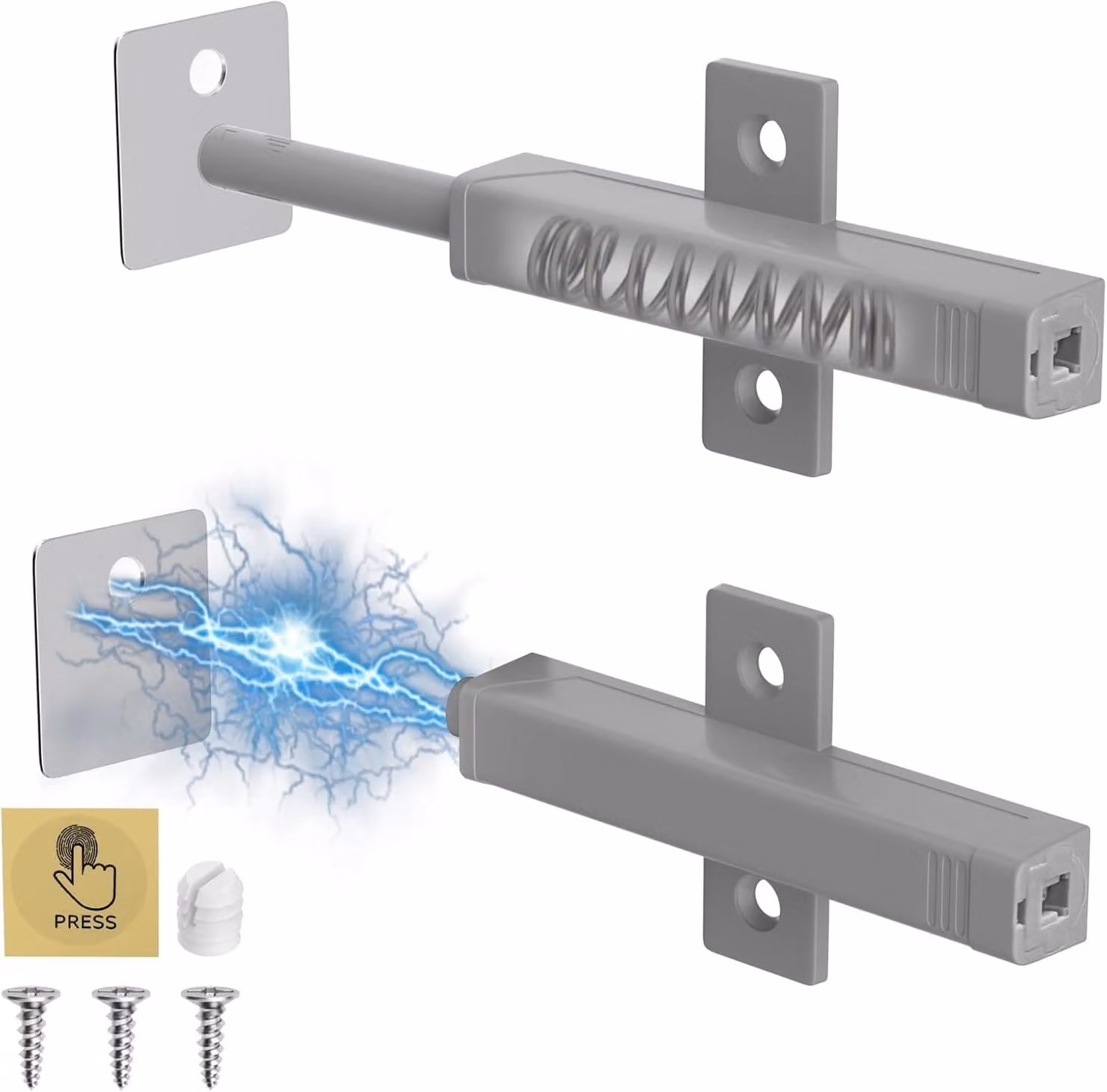 Apertura a pressione, sistema per aprire ante, con pulsanti magnetici, confezione da 2 pezzi, forza di molla di 48 N, ideale per armadi di grandi dimensioni